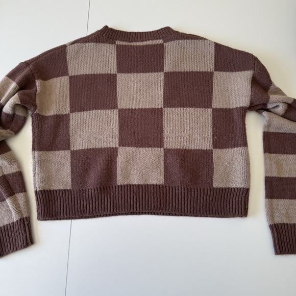 No Boundaries Checkered Mushroom Sweater Juniors Size S 3-5 - Picture 6 of 8